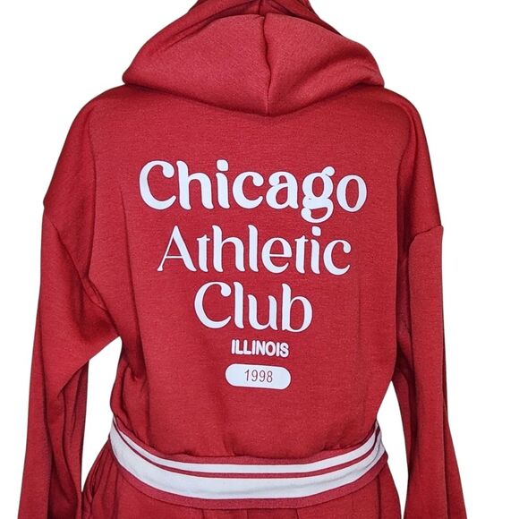 Cult Favorite Hoodie Shorts Set Red White Women's Medium Chicago Athletic Club - Picture 7 of 14
